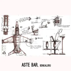 Every design begins with a question. This is our initial concept sketch for the Aste Bar, where we explored how to repurpose aircraft parts, from wings as bar counters to seats for patrons, turning scrap into a functional narrative.