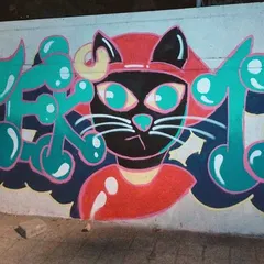 My graffiti tag 'Vrek13' featuring a cool cat character. This piece brings together my love for bold lettering and playful, urban characters.