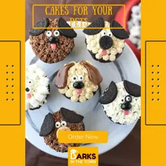 These dog-themed cupcakes are perfect for parties or as a special treat. Each one is decorated by hand to look like a cute puppy face, making them a hit with both pets and their owners.