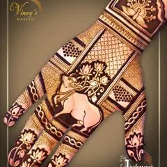 This unique design features a sacred cow (Nandi) with lotus flowers, a symbol of purity and divinity. The surrounding patterns are modern and geometric.