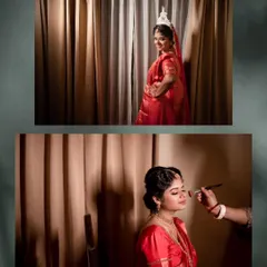 A diptych showing two key moments of the getting-ready process. From the final touches of makeup to the full bridal look, I document the entire journey for a complete wedding story.