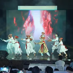 A synchronized sword sequence from our "Tanaji" performance. We train our dancers in using props safely and effectively to enhance the storytelling of the act.