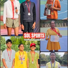 Results are a testament to our training methodology. Here is a collage of our students from a recent Inter School Tennis Championship, showcasing their hard-earned medals.