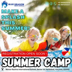 Get ready for the best summer ever. Our Kids Summer Camp is the perfect alternative to screen time, offering a fun filled environment where children learn swimming, play water games, and make new friends. This poster gives you a glimpse of the splash-tastic fun we have planned.