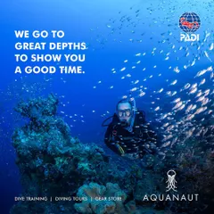 We go to great depths to show you a good time. That's our promise at Aquanaut.