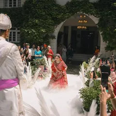 Every bride deserves a grand entrance. At this Shimla wedding at the Woodville Palace, we used smoke to create a dramatic, dreamlike path for her. It’s about creating that movie-like moment you've always imagined.