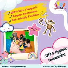 This graphic outlines my commitment to you: a 100% safe and hygienic environment. I ensure regular sanitization and provide kid-friendly facilities so you can relax while your children play.