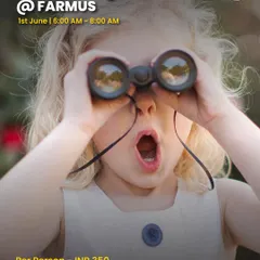 A Birdwatching Adventure at FARMUS for kids 5+. An early morning walk to connect with nature and learn about local bird species.