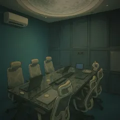 This is our Ghibli-inspired meeting room, where we discuss how to bring your vision to life. It showcases how technology like smart lighting and immersive audio can be integrated to create a unique and productive atmosphere.