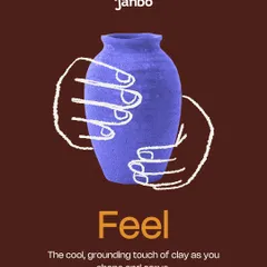 Feel the cool, grounding touch of clay. A sensory poster for our 'Clay Kalai' lamp-making workshop in Chennai.