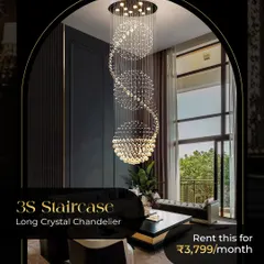 This magnificent 3S Staircase Long Crystal Chandelier is a perfect example of the high-end fixtures available for rent. It's an ideal way to add drama to a duplex or foyer without the immediate cost of purchase.