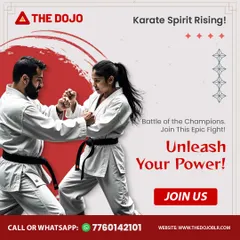A dynamic exchange between two black belt practitioners during a kumite (sparring) session. This image captures the intensity and focus required in our full-contact training.