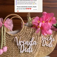 A screenshot of a happy client's message about her personalized Rakhi bags. I love how much she loved them!