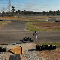 Even in testing, things don't always go to plan. A driver gets out to inspect his kart after a spin. This is part of the learning process, understanding the kart's limits and building resilience.