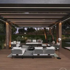This application shows how our architectural profile lights can be installed within the beams of a pergola. It provides functional overhead lighting for the seating area below without the need for bulky fixtures.