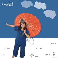 This solid blue co-ord set is a wardrobe staple, ready for any weather. The simple top and pants are made from breathable cotton, ensuring comfort whether it's a sunny day at the beach or a cool, rainy afternoon.