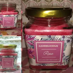 This is my premium Rose scented jar candle, made with organic soy wax. The floral fragrance is perfect for creating a romantic and luxurious atmosphere.