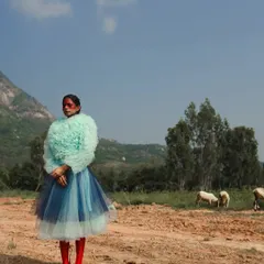A wide shot from the 'SERPENTINE' editorial, placing the avant-garde styling in a vast, almost barren landscape. This was a deliberate choice to heighten the sense of surrealism and isolation central to the concept.