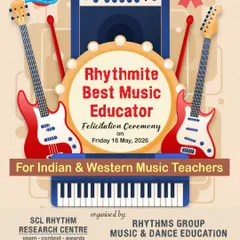The official poster for the Rhythmite Best Music Educator felicitation ceremony. We believe in recognizing and honoring the teachers who are the backbone of music education.