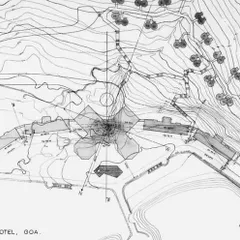 This archival site plan for the Fort Aguada Beach Resort in Goa from 1973 shows my early commitment to context-responsive design. The goal was not for the building to disappear, but for it to continue the logic of the natural terrain.