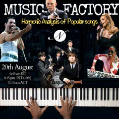 Our "Music Factory" module is all about the harmonic analysis of popular songs. This workshop covers unique music theory concepts found in the music of The Beatles, Queen, Adele, and more, such as the line-cliche, the augmented climb, and the Andalusian cadence.