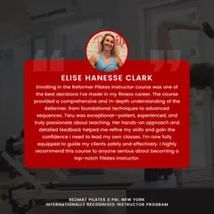 Elise's story highlights the comprehensive nature of the Reformer course. The hands-on approach and detailed feedback are designed to make you a top-notch, fully equipped Pilates instructor.