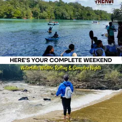 This collage captures the complete Dandeli weekend: kayaking on the clear river and trekking through the lush forest trails.