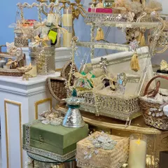 Another view of the festive collection, showcasing the variety of gift boxes, baskets, and decorative items that can be curated for a grand festive display.
