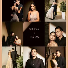 A collage showcasing the variety within a single modern portrait session. From dramatic solo shots to romantic couple poses, this collection highlights the editorial and magnetic quality of their love story.