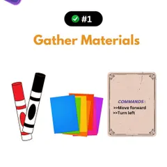 Step 1 of our origami activity: Gather your materials. Just like in coding, preparation is key. We use simple items like colored paper and markers to begin our adventure.