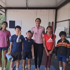 Young athletes from our camp with pro player Rutuja Bhosale. Providing access to role models is a key part of inspiring the next generation.