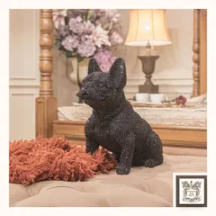 This charming, sparkly French Bulldog figurine adds a touch of modern glamour to a classic bedroom. Covered in black crystals, it's a playful yet luxurious decorative piece for any dog lover.