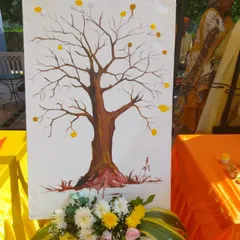 A thumbprint guest book is a beautiful and sustainable alternative to a traditional one. Guests add their thumbprint 'leaves' to the tree, creating a unique piece of art for the couple to cherish.