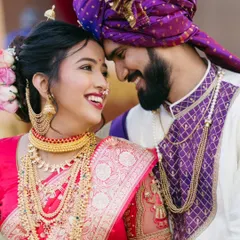 The pure joy between a bride and groom during their Maharashtrian wedding. I live for these candid close-ups, where you can feel the happiness and love.