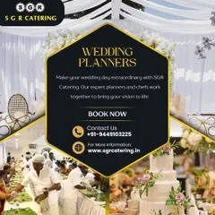 Make your wedding day extraordinary with our expert planners and chefs. This collage shows the different facets of a wedding we manage, from the traditional sadhya meal to a modern tiered wedding cake.