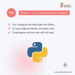 As students advance, their coding journey takes flight with Python. It is a super beginner-friendly yet powerful language used to create games and cool web stuff with ease.