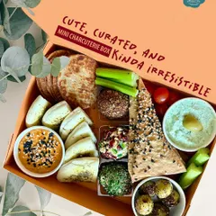 Cute, curated, and kind of irresistible. This mini charcuterie box is my answer to easy, elegant snacking. It includes a selection of my house-made dips, savory labneh balls, freshly baked breads, crispy crackers, and crunchy veggie sticks. It's perfect for house parties or as a thoughtful gift.