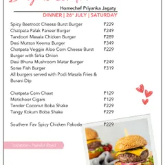 Our Burgers & More menu offers a creative twist on the classic burger. Choose from unique options like Spicy Beetroot Cheese Burst, Desi Mutton Keema, or a Sorse Fish Burger, all served with Podi Masala Fries.