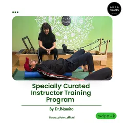 I believe in creating a strong foundation for every instructor I train. Here, I am guiding a trainee through a bridging exercise on a foam roller. This program is specially curated to ensure you master both the theory and the practical skills needed to lead with confidence.