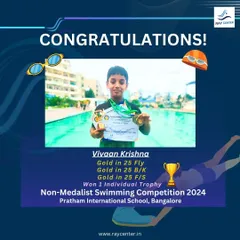 Celebrating Vivaan Krishna's impressive haul of three gold medals and an individual trophy.