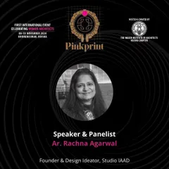 An announcement for my session as a speaker and panelist at PinkPrint 2024, the first international event celebrating women architects. My talk, 'Beyond Architecture,' explored how design can foster community well-being.