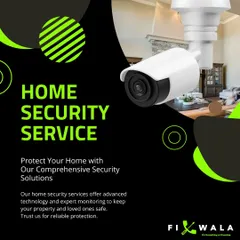 We offer comprehensive home security services using advanced technology and expert installation. This image showcases a modern CCTV camera, a core component of our reliable protection packages for your property.