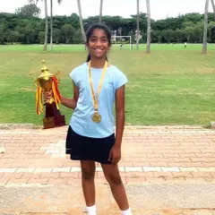 Academy player Nysa proudly displays her gold medal won in the doubles category at the regional CISCE U-14 tournament. We support our players in their school-level competitions, fostering well-rounded student athletes.