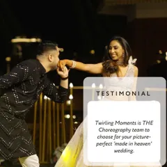 Twirling Moments is the choreography team to choose for your picture perfect 'made in heaven' wedding, even if it's planned virtually. We ensure every detail is perfect, no matter the distance.