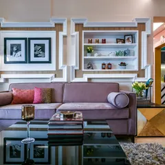 Here, I blended Art Deco forms with modern elegance. This 3BHK in Mumbai features geometric patterns and luxurious details, creating a living room that is visually engaging, sophisticated, and full of personality.