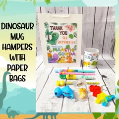 For a truly roaring good time, I created this complete Dinosaur-themed hamper. It includes a personalized mug and a full set of dino stationery, all presented in a custom "Stomping By" gift bag. It shows how I can build a whole world around your chosen theme.