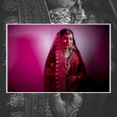 An artistic black and white and color-pop edit of a bridal portrait, adding a modern and stylish flair.
