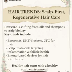 The future of hair care is shifting from surface-level products to scalp biology. My practice focuses on regenerative, scalp-first treatments like Exosomes, GFC, and energy-based devices that target follicle health and inflammation. Healthy hair truly starts with a healthy scalp.
