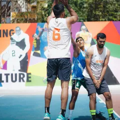 A clear shot of my jump shot form during a 3x3 game. We break down shooting mechanics to build a consistent shot.