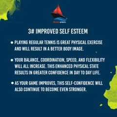 Regular tennis improves your physical fitness, which in turn boosts your body image and self-esteem. As your coordination, speed, and flexibility increase, so does your confidence in daily life.